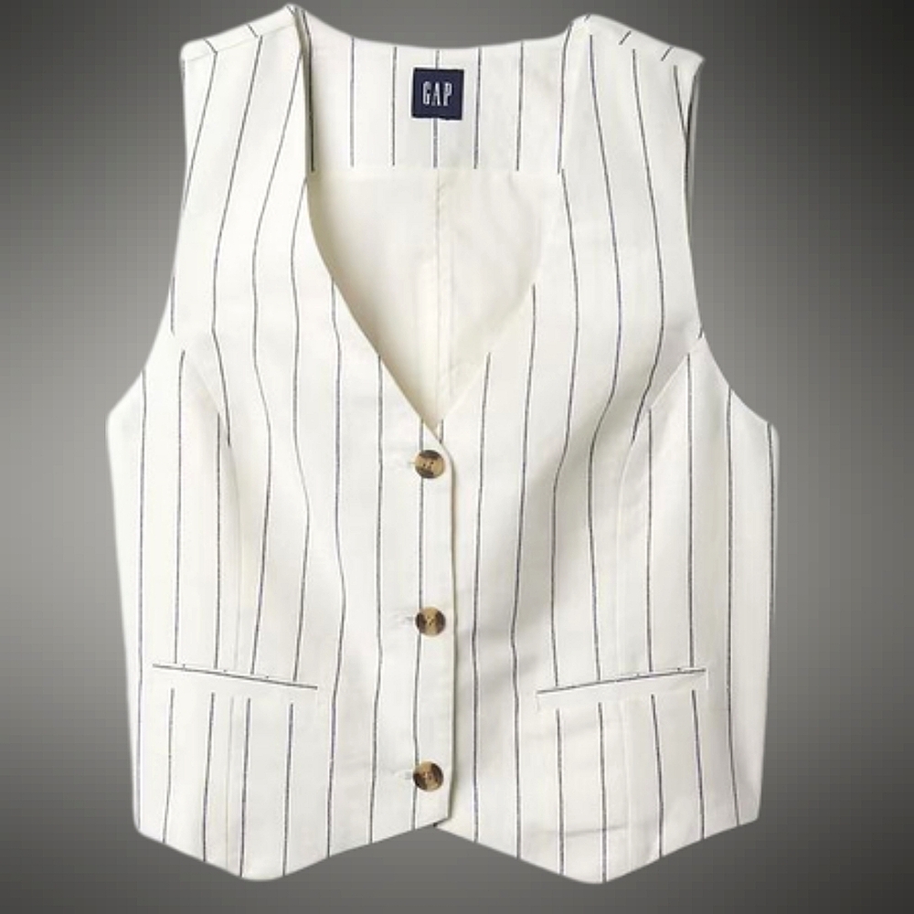 Gap Linen Striped Vest Medium NWT